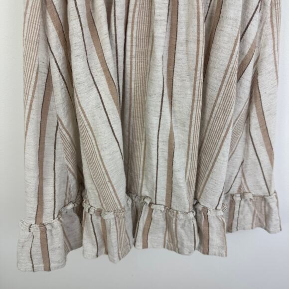 Winsdor Womens Button Striped Spaghetti Strap Cute Skater Beige Mini Dress Small - Picture 6 of 11